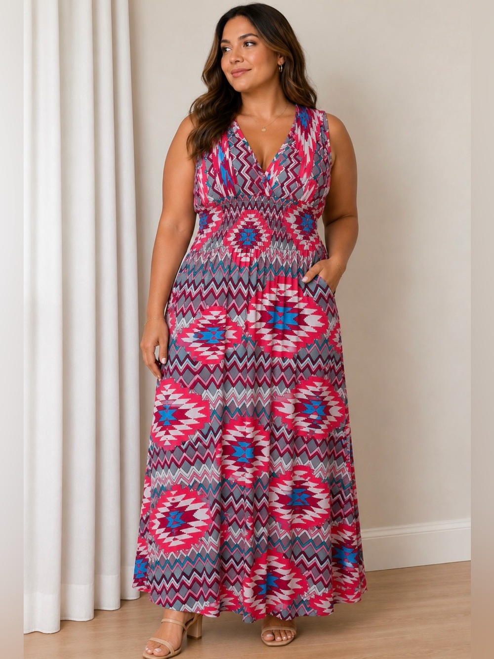 Jon & Anna Pink and Blue Geometric Dress